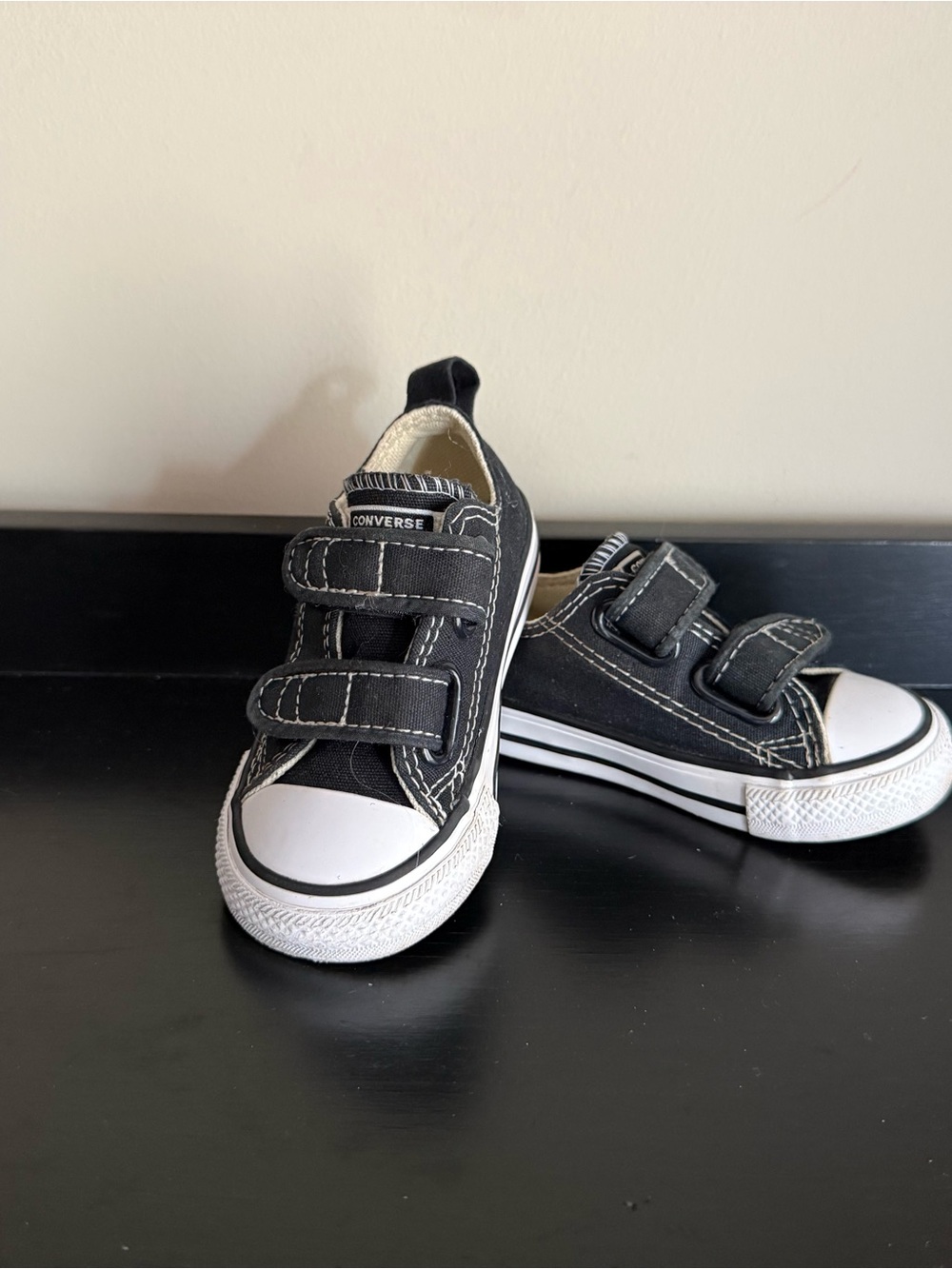 Converse All Star Infant Black Velcro Sneakers Size 5 Toddler